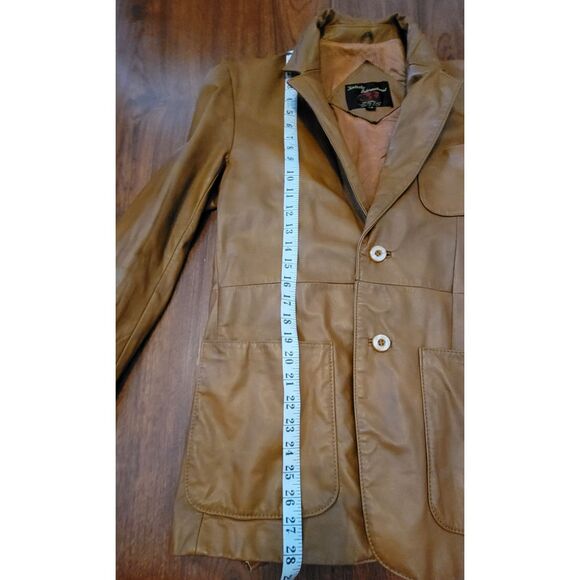 Vintage 70/80s Fantastic Intl Brown Leather Blazer Jacket Size 36 Korea RN46596 - Picture 14 of 15